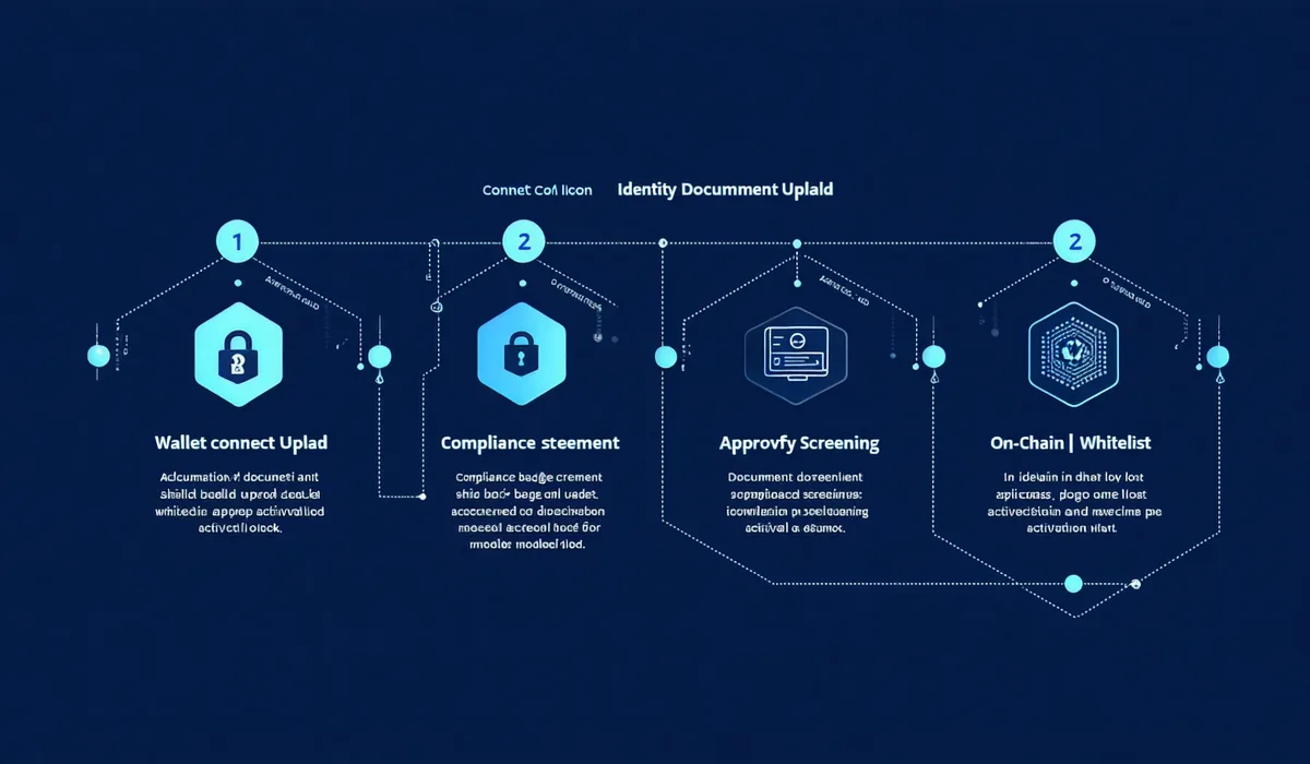 Step-by-step KYC flow diagram showing wallet connection, identity verification, UAE compliance check, and whitelist approval on TON network